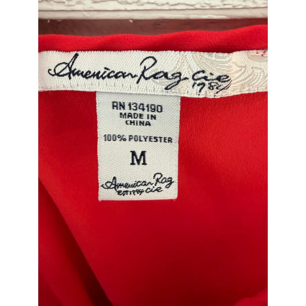 American Rag Red Ruffle Tank Top Size Medium Flowy Smocked Waist - Picture 3 of 4